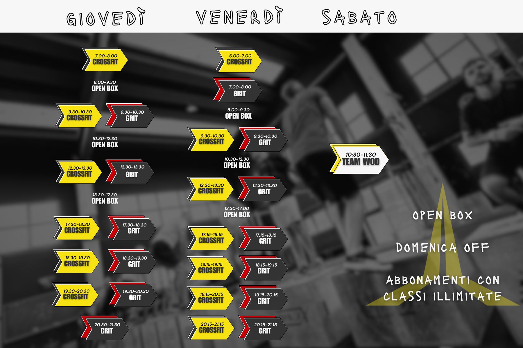 PALINSESTO CROSSFIT SARONNO 2026 GIO DOM